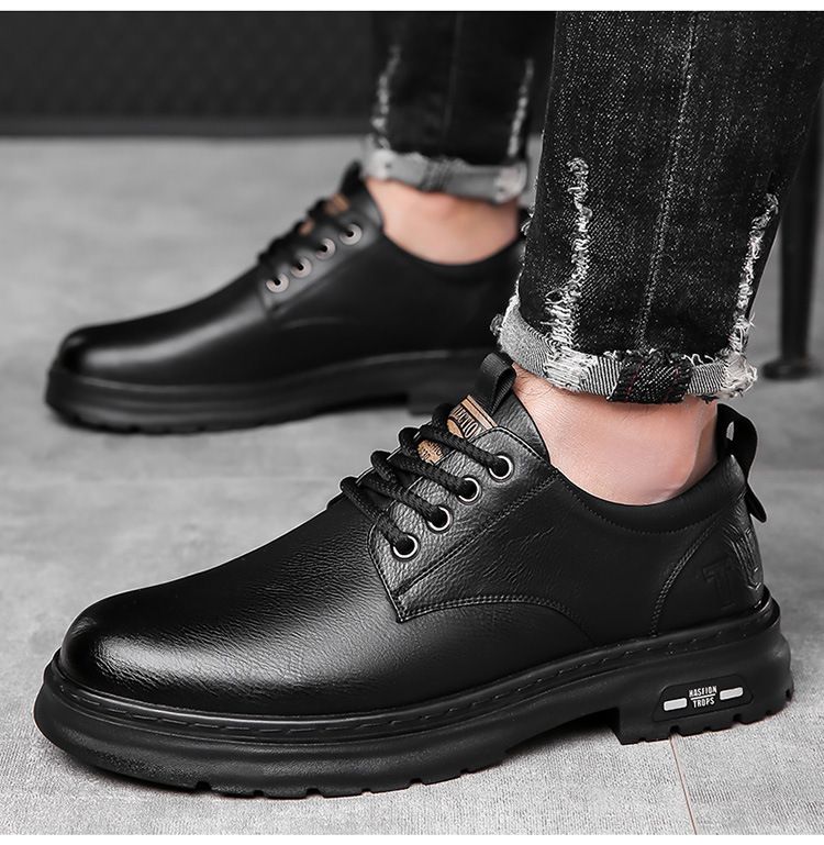 Herrenschuhe Britische Business-Lederschuhe mit großem Kopf, verschleißfeste Herrenschuhe mit weicher Sohle, erhöhte Martin-Freizeitschuhe, Papa-Schuhe mittleren Alters_voghion.com