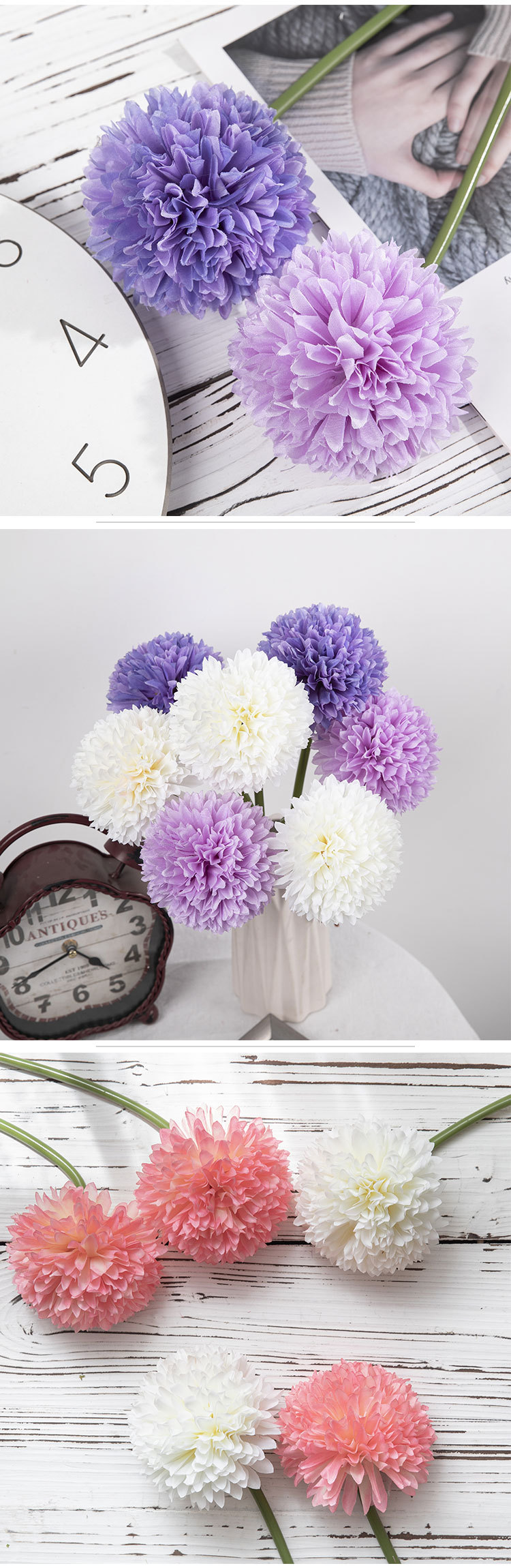 small hydrangea onion ball simulation bouquet simulation plant silk flower fake flower home wedding MW13301_voghion.com
