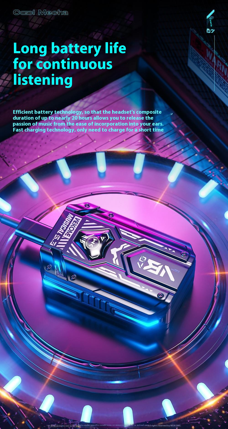 WEKOME 13 mm Hi-Fi Bluetooth 5.3 Kabellose Ohrhörer mit RGB-Beleuchtung, ideal für Gaming, Training und den täglichen Weg zur Arbeit_voghion.com