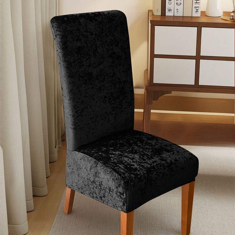 Premium Elastic Velvet Chair Cover - Gold Diamond Pattern For High Back Dining Chairs (Luxury Home & Hotel Use)_voghion.com