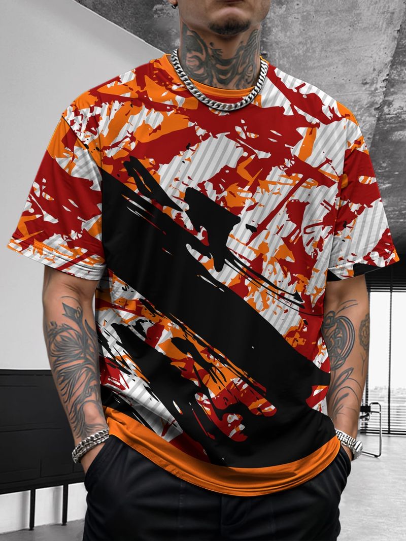 Nuovo design estivo da uomo, retrò, comodo, casual, elasticizzato, slim, basic, a maniche corte_voghion.com