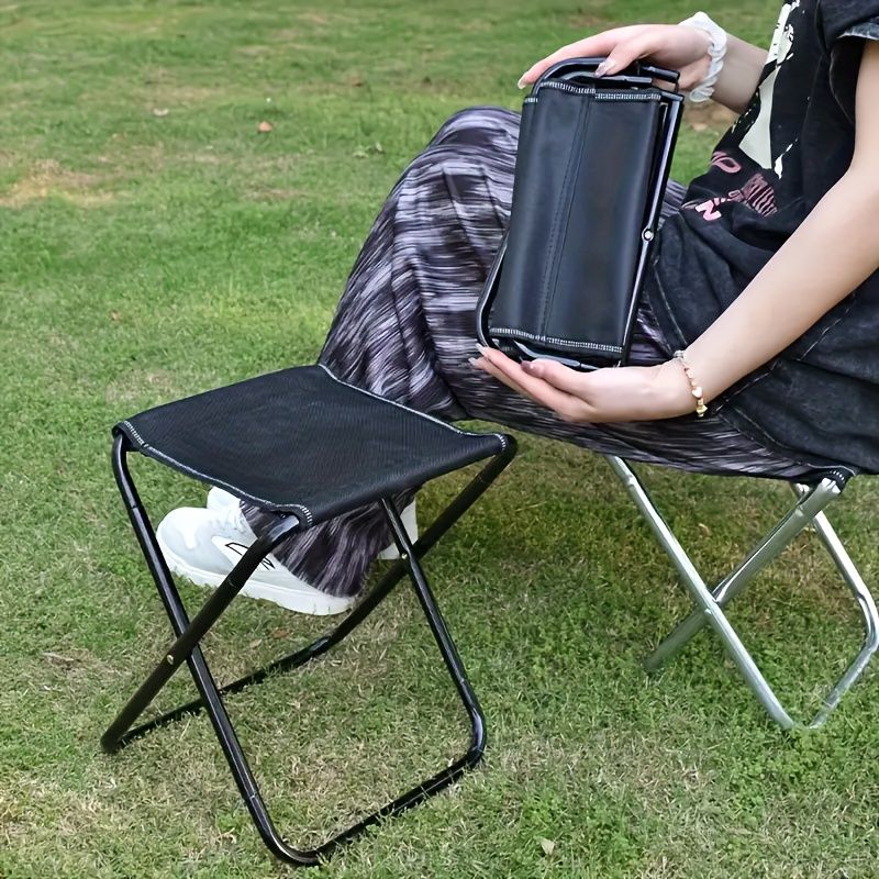 Ultrakompakte Klappstull - Liicht & haltbar, Metallrahmen, déi perfekt Wiel fir Fëscherei, Camping an Outdoor-Exploratioun - einfach ze droen_voghion.com