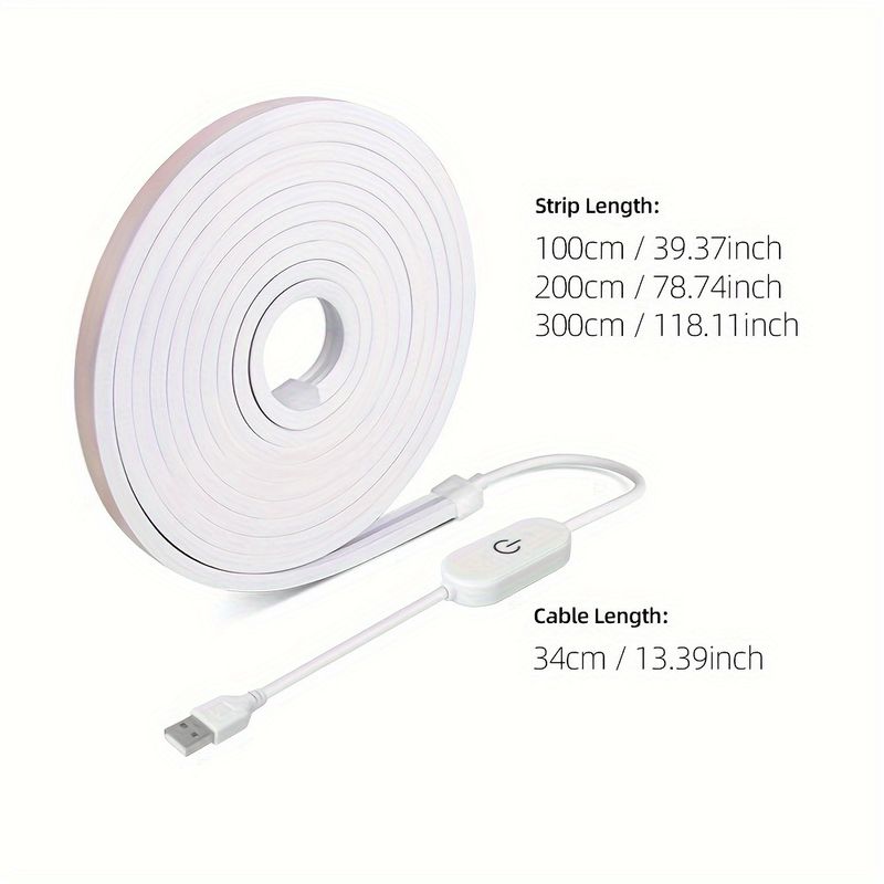 Fita de LED neon com sensor de toque, USB DC 5V, regulável, flexível, silicone, à prova d'água, para decoração de casa e ambientes externos_voghion.com