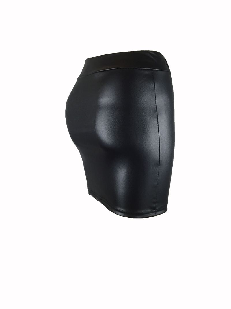 Women's imitation leather bottoming skirt, matte imitation leather skirt, imitation pu hip-covering skirt, summer skirt_voghion.com