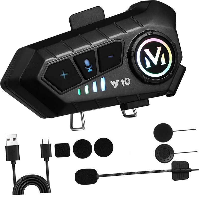 Bluetooth Motorcycle Helmet Intercom Headset Wireless Motorbike Headphone + Mic_voghion.com