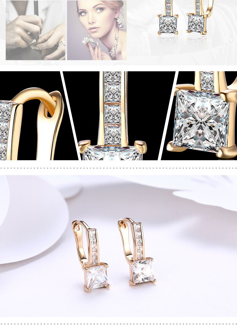 Women's Jewelry Fashion Zircon Earrings K Gold Zircon Accessories_voghion.com