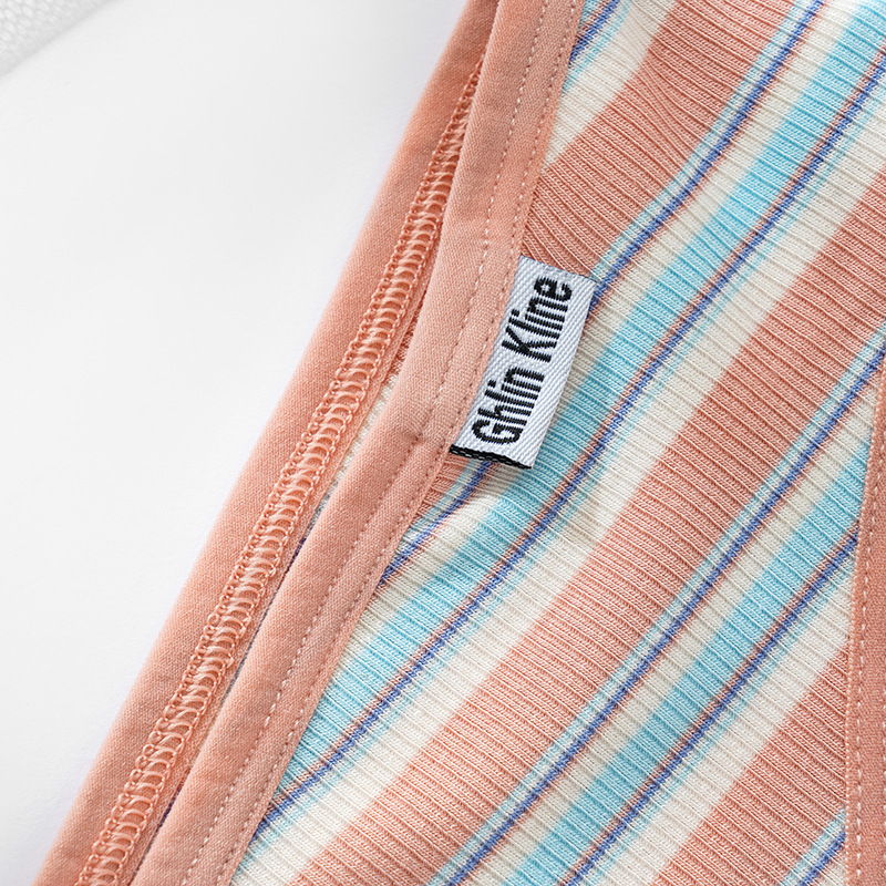 Damenbekleidung, Baumwolle, kontrastfarben, niedrige Taille, komplett aus Baumwolle, hochwertige Unterwäsche mit Regenbogenstreifen-Motiv_voghion.com