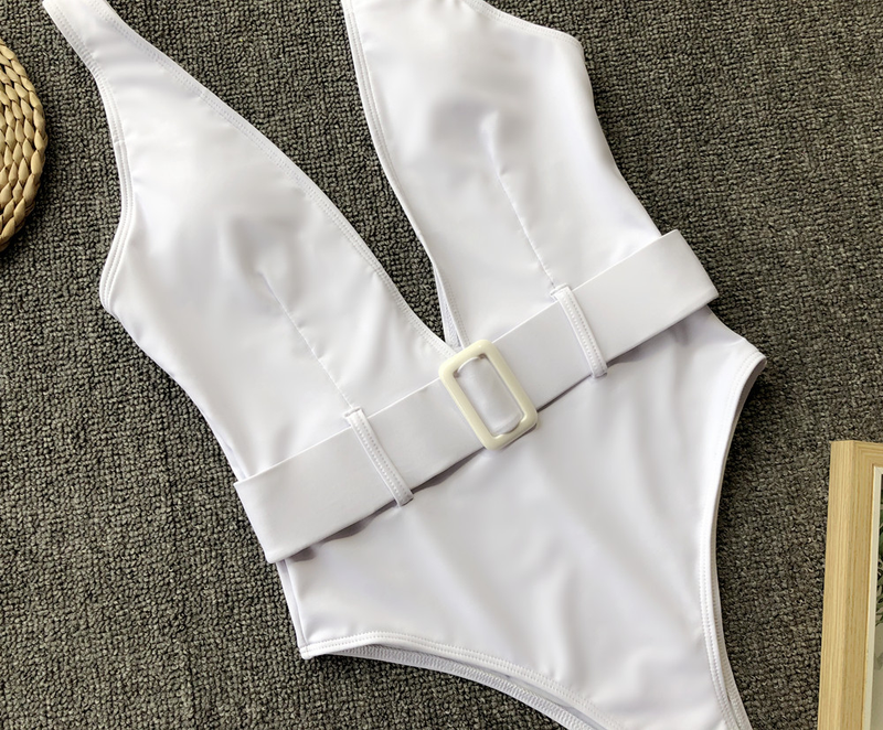 Traje de baño de una pieza para mujer, bikini de una pieza con hebilla y cinturón con estampado de leopardo_voghion.com