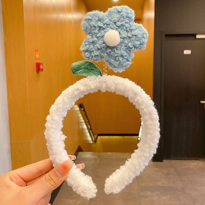 Fascia per capelli con fermaglio per capelli in lana di agnello, motivo floreale, per donne, autunno e inverno, in peluche, lavabile, antiscivolo_voghion.com