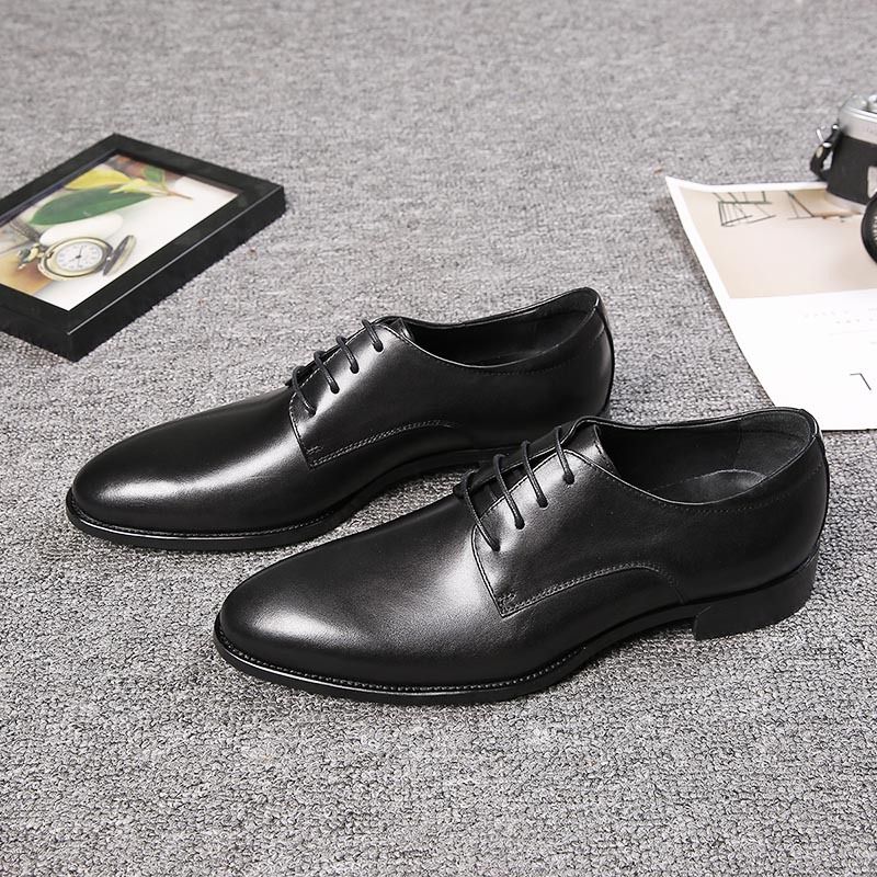 Rindsleder Zehenpartie Business Formal Leder Herren koreanischen Stil Trendy Spitz Arbeitsschuhe Schnürschuhe Hochzeit_voghion.com