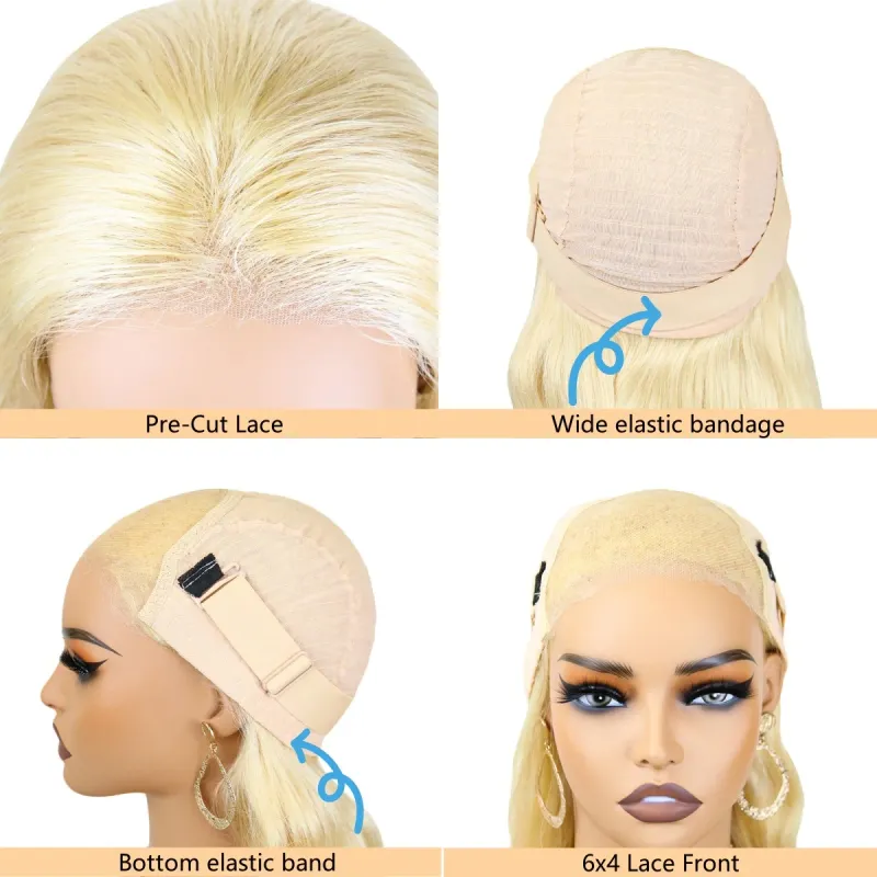 Parrucca frontale in pizzo pretagliato senza colla 613 bionda liscia per capelli umani_voghion.com