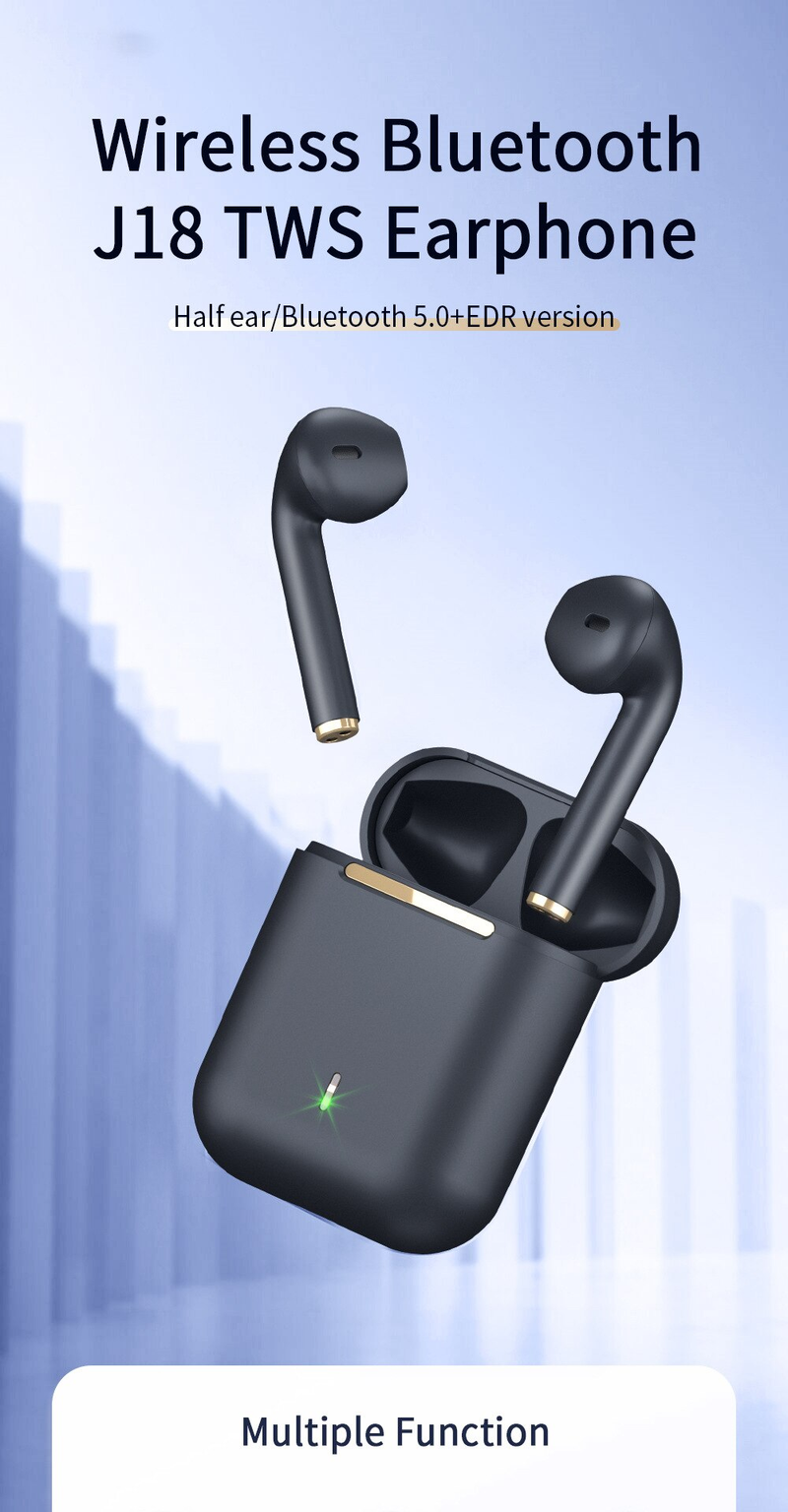 J18 earbud Stereo nirkabel Binaural, Headset Bluetooth Tws olahraga Mini 5.0 Pop Up_voghion.com