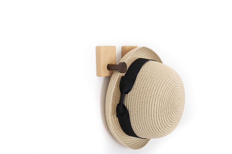 Gancho de madera maciza para baño, cocina, toalla, abrigo, gancho de madera de haya, color nogal, para puerta trasera, gancho adhesivo sin rastro, suministro directo de fábrica_voghion.com