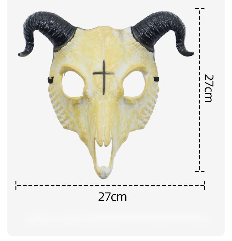 Maschera grande a forma di teschio da capra horror per Halloween, travestimento, feste, accessori per animali_voghion.com