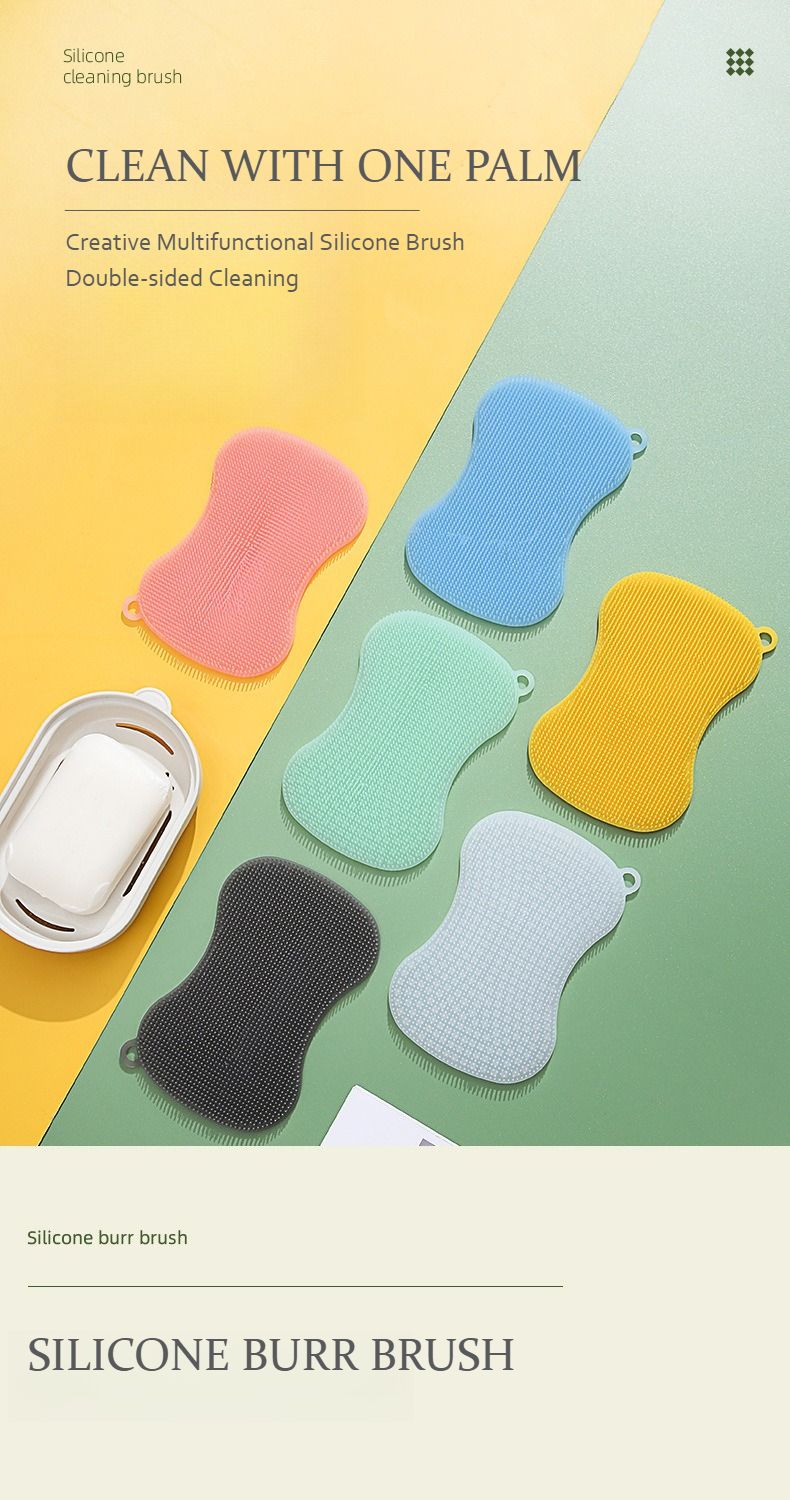 Spazzola multiuso in silicone per uso alimentare | Spazzola per la pulizia dei piatti e del viso | Spazzola in silicone 2 in 1 | Strumento per la pulizia della cucina e della cura personale_voghion.com