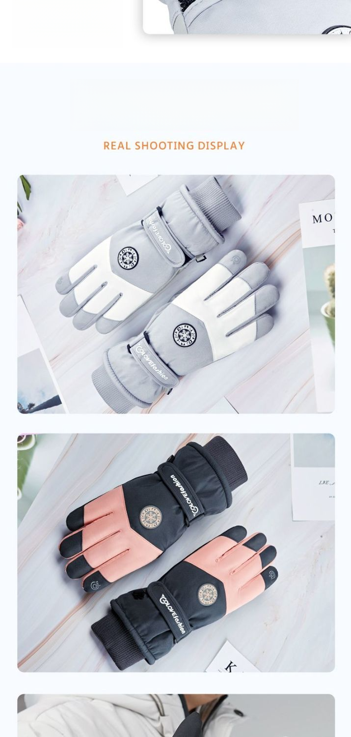 Ski Men And Women, Winter Windproof, Cold-Proof, Non-Slip, Fleece-Lined, Thickened, Touchscreen Compatible, Waterproof,_voghion.com