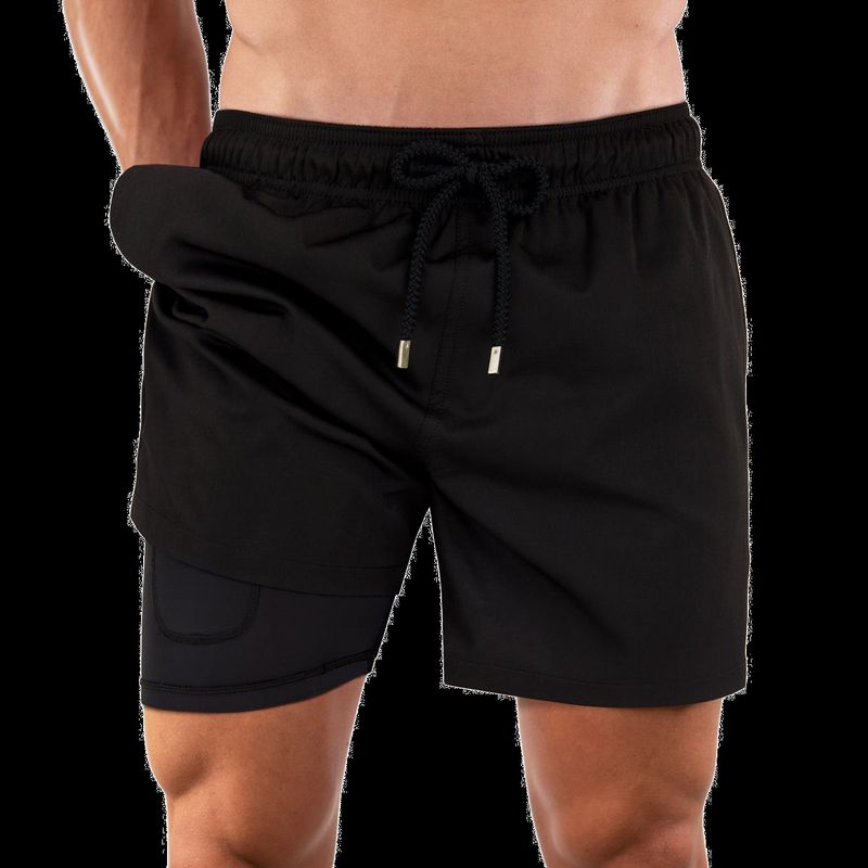Herren Strandhose Sport Print Doppellagige Shorts Produkt-Upgrade Taschenentwässerung_voghion.com