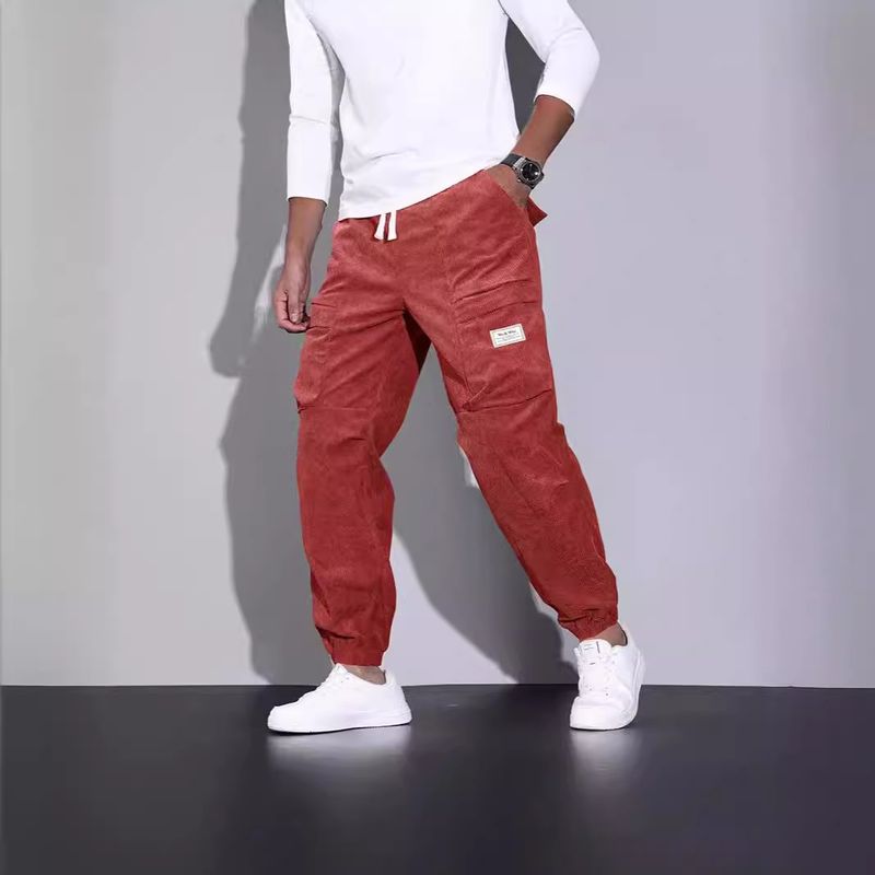 Men's Clothing Autumn Corduroy Overalls Men's Cuffs Loose Casual Trousers With Multiple Pockets_voghion.com