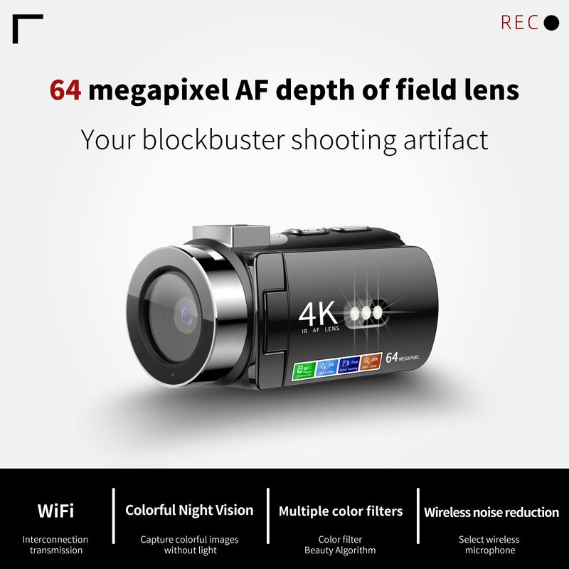 D9 HD WiFi Digital Infrared Colorful Night Vision 4K Connectable Wireless Microphone Filter Beauty Camera_voghion.com