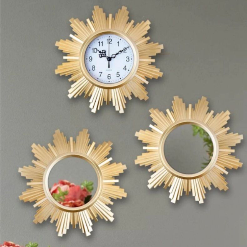 Reloj de pared vintage con motivos florales, números romanos y movimiento de cuarzo. Marco de plástico decorativo, silencioso, funciona con pilas._voghion.com