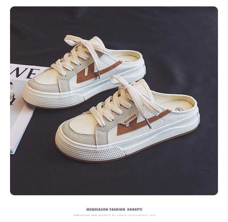 Warrior Slip-on Half Slippers Summer Canvas All-Matching Women's Shoes_voghion.com