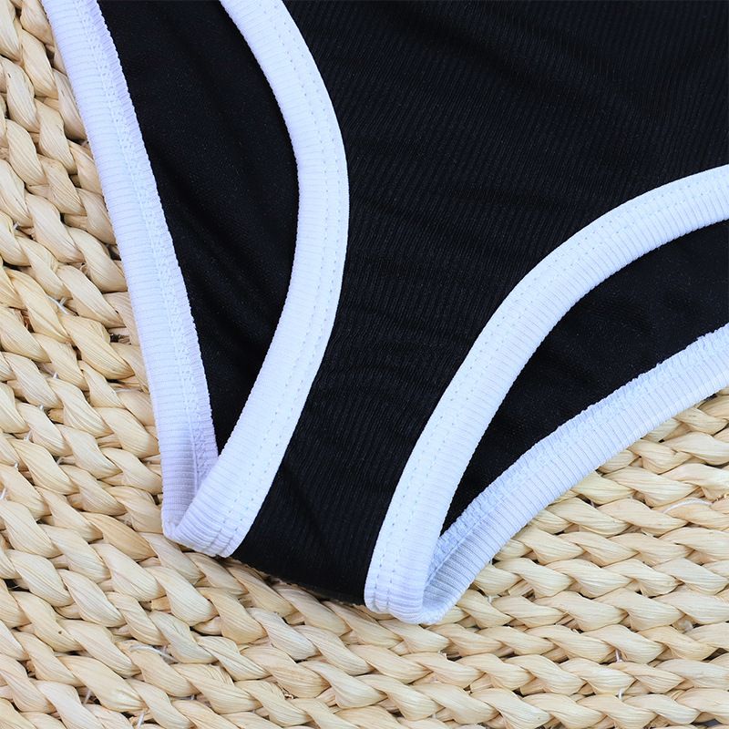 Women's Clothing Black And White Simple Ins Style Split Swimsuit Bikini_voghion.com