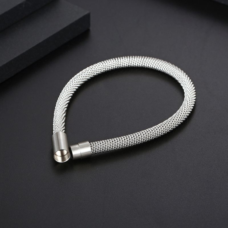 Titanium Steel Magnetic Rope Bracelet - Cyberpunk Unisex Cuff With Interlocking Design, Adjustable Wrap For Couples & Streetwear_voghion.com