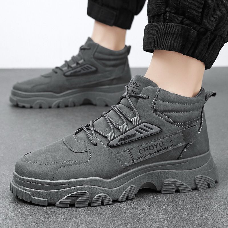 Men's Martin Spring High Top Waterproof Non-Slip Work Safety Outdoor Height Increasing Thick Sole Hiking Boots_voghion.com