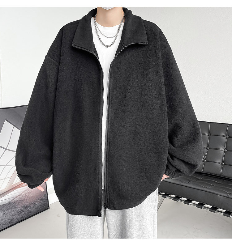 Chaqueta con capucha cálida de color sólido de lana de doble cara para hombre nueva chaqueta con capucha de otoño e invierno_voghion.com