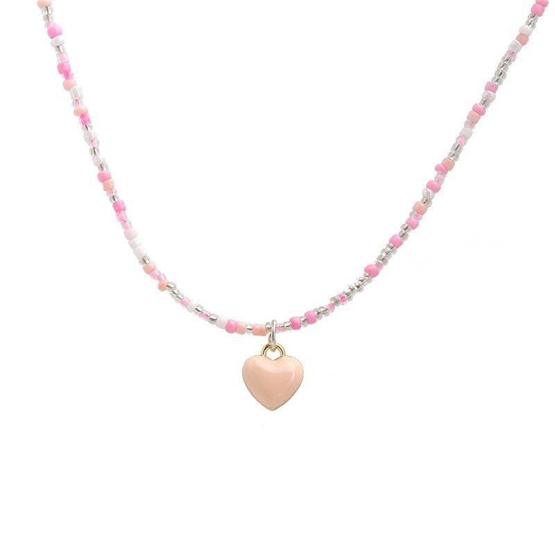 Dopaminfarbene Perlen-Liebeskette für Frauen im Sommer, frisch und exklusiv, lila Halskette, süße Schlüsselbeinkette_voghion.com