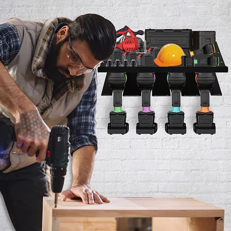 Tiebohui Hand Electric Drill Screwdriver Tool Rack Wall-mounted Rechargeable Drill Storage Rack Garage Tool Storage Rack_voghion.com