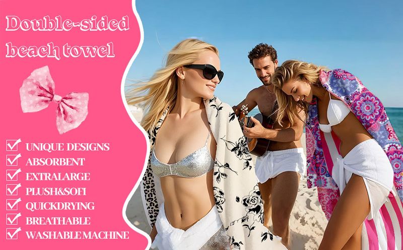 Quick Dry Towel Double Sided Fleece Double Sided Printed Beach Towel Sports Towel_voghion.com