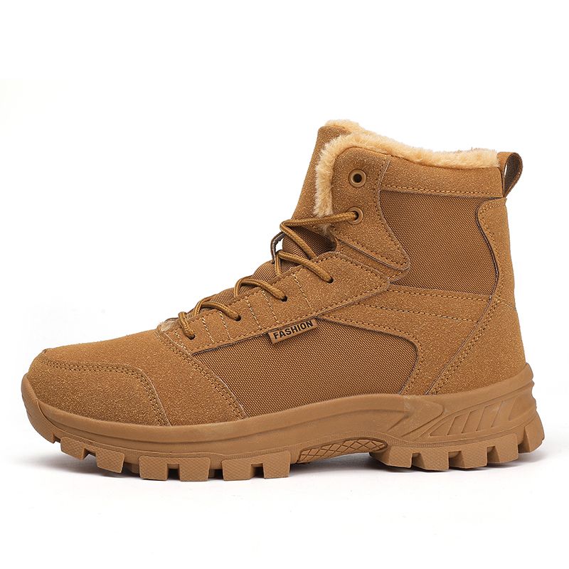 Winter Snow Boots Men Lace-up Anti-slip Warm Comfortable Plush Ankle Boots Men Casual Soft Breathable Outdoor High-top Boots Men_voghion.com