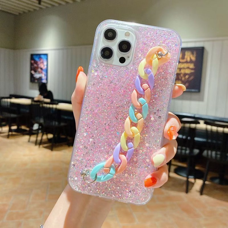 Prabangus Glitter Rainbow Chain Rope Telefono dėklas, skirtas OPPO A71 A91 A73 A83 A73 A52 A72 A92 A92S A5 A8 A9 A31 2020 Silicone Ba_voghion.com