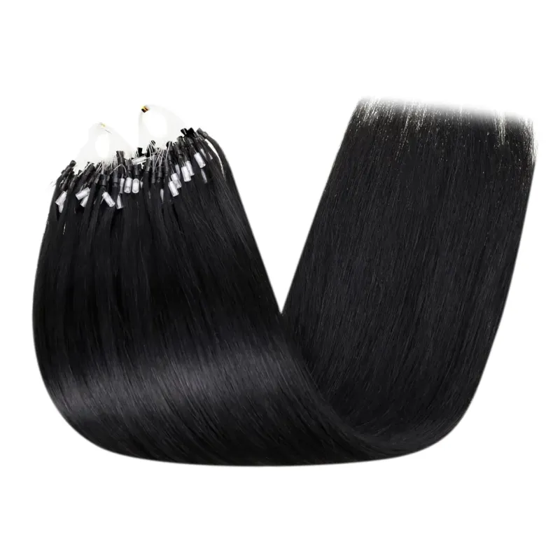 Extension per capelli Micro Loop 100% capelli umani lisci brasiliani Remy Extension per capelli da donna con filo da pesca invisibile_voghion.com