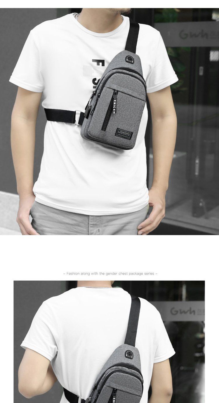 USB Charging Crossbody Bag For Men - Lightweight Anti-Theft Chest Shoulder Bag With Multiple Pockets, Water-Resistant Oxford Fabric, Adjustable Strap_voghion.com
