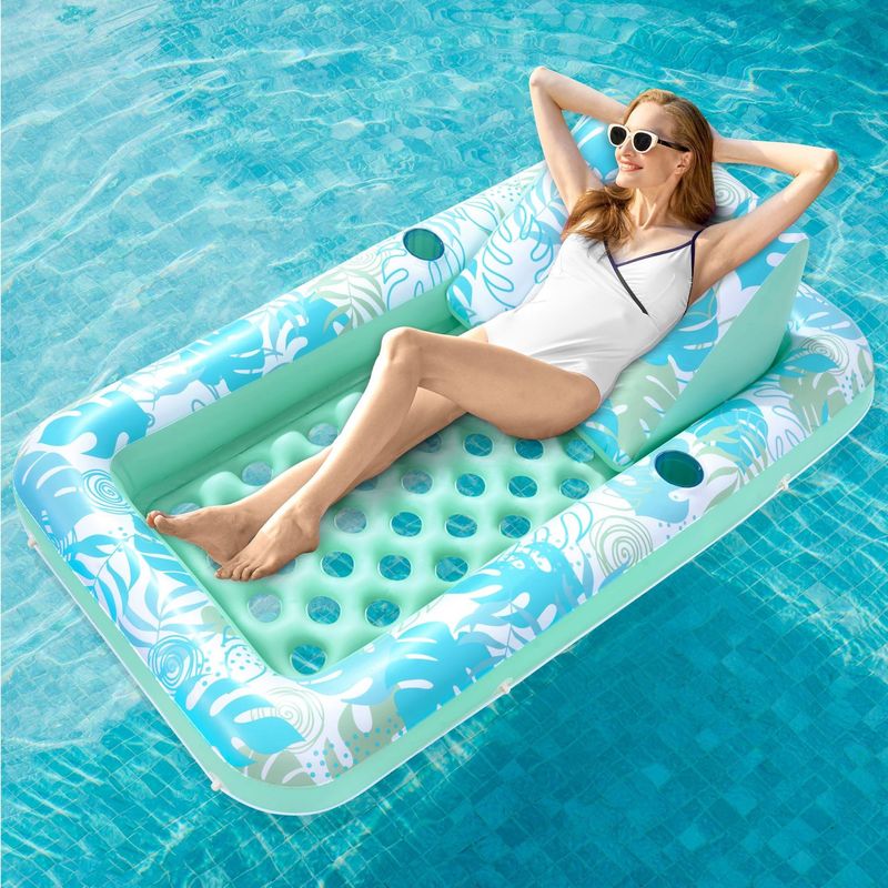 Aufblasbares Sonnenbecken Wasser Freizeit Schwimmbett Aufblasbares PVC Strandbecken Tanning Wasserbett Badewanne_voghion.com