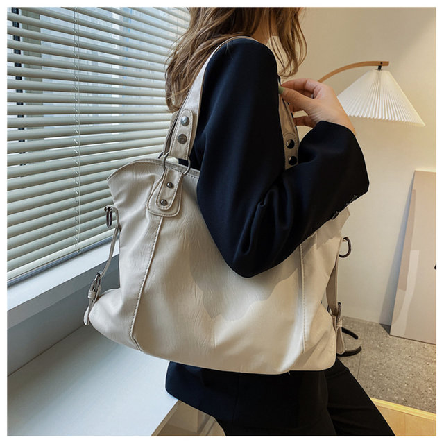 Big Black Shoulder Bags for Women Large Hobo Shopper Bag Solid Color Quality Soft Leather Crossbody Handbag Lady Travel Tote Bag_voghion.com