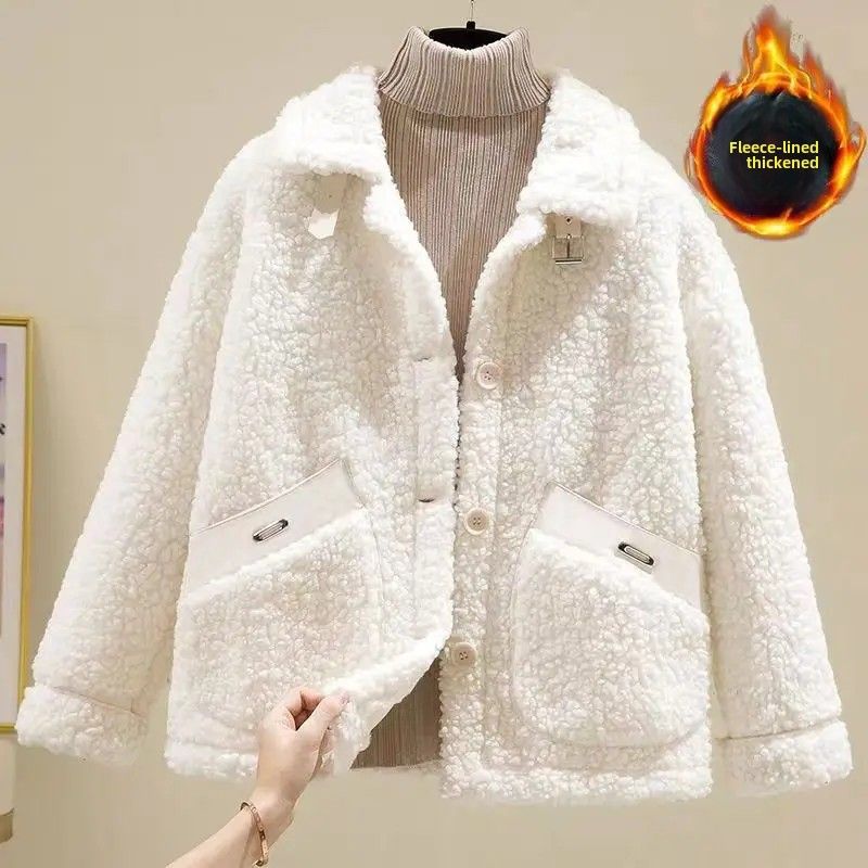 Lamb Fur Short Jacket Women's Hot Sale Of The Season New Autumn Winter Korean Style Integrated Particle Fleece Compact Size Vers_voghion.com