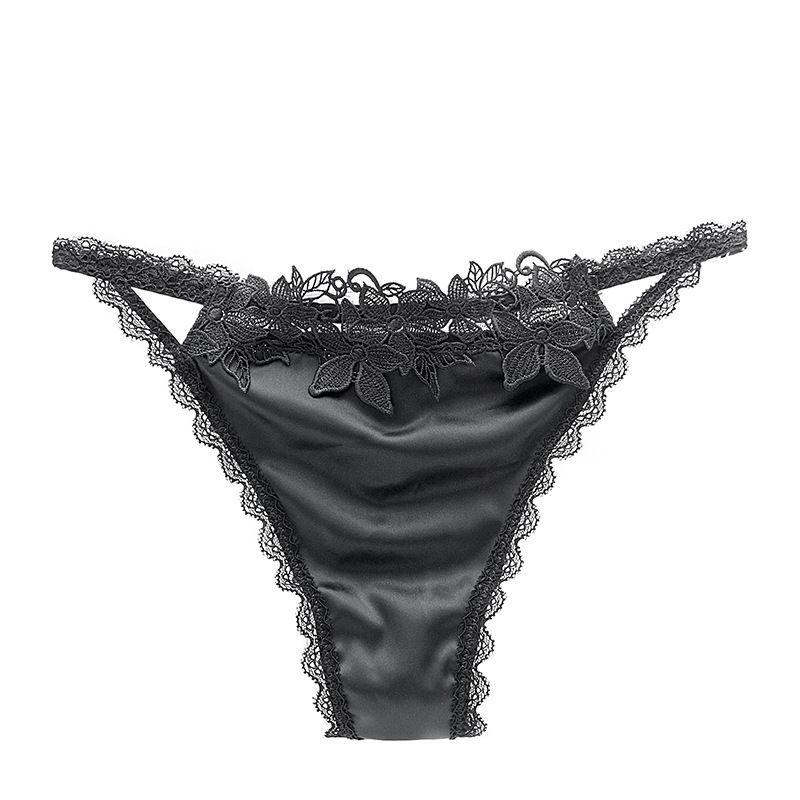 2025d Niedrige Taille Dünnen Riemen Tanga Frauen Sexy Spaß Nahtlose Spitze Höschen T-String Satin Atmungsaktive T-Hosen_voghion.com
