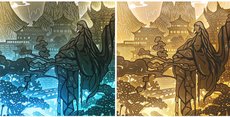 Landscape Painting Paper Sculpture Crafts DIY Ancient Style Night Light Bedside Lamp 3D Three Dimensional Light And Shadow Paper Sculpture Lamp_voghion.com