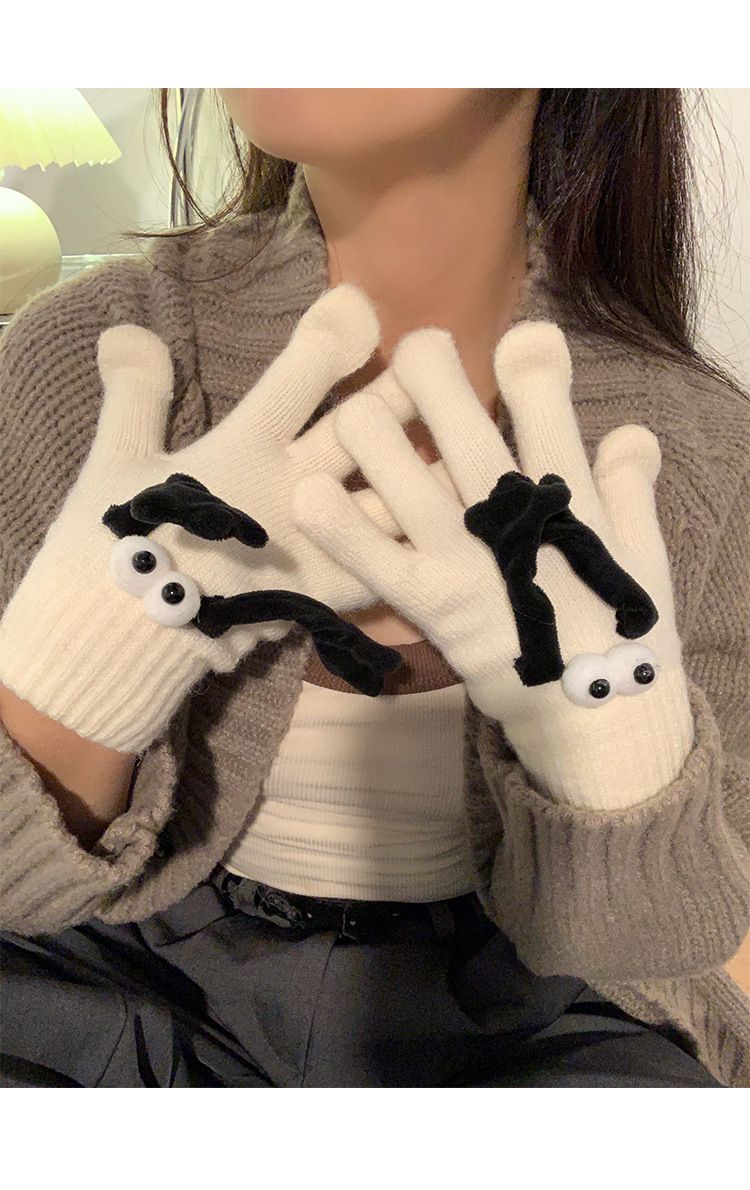 Winter Gloves For Women, Sweet And Warm, Touch Screen Wool Gloves, Full Finger Students Riding, Missing Fingers To Play With Mobile Phones_voghion.com