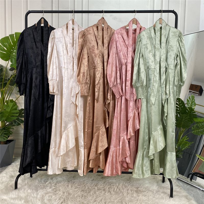 Moda Çiçek Türkiye Saten Abaya Müslüman Kadın Jilbab Kaftan Fas Düğün Kaftan Elbise Pakistan Salwar Kameez Hint Bornozu_voghion.com