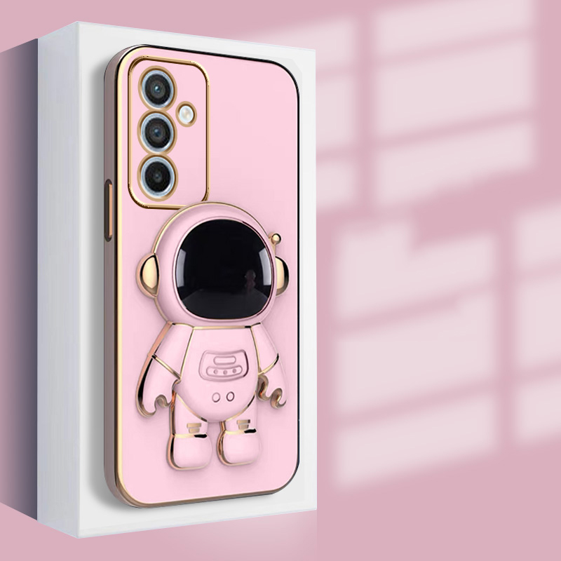 Astronaut Bracket Plating Phone Holder Case for Samsung Galaxy A14 A24 A34 A54 A04 A04E F13 M13 4G 5G Silicone Cover_voghion.com