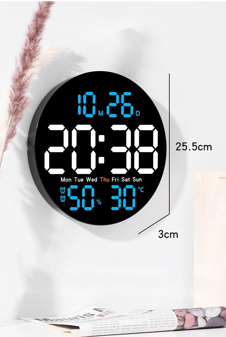 Minimalistische elektronische multifunctionele wandklok voor in de woonkamer met stille temperatuur- en vochtigheidsindicator 5501_voghion.com