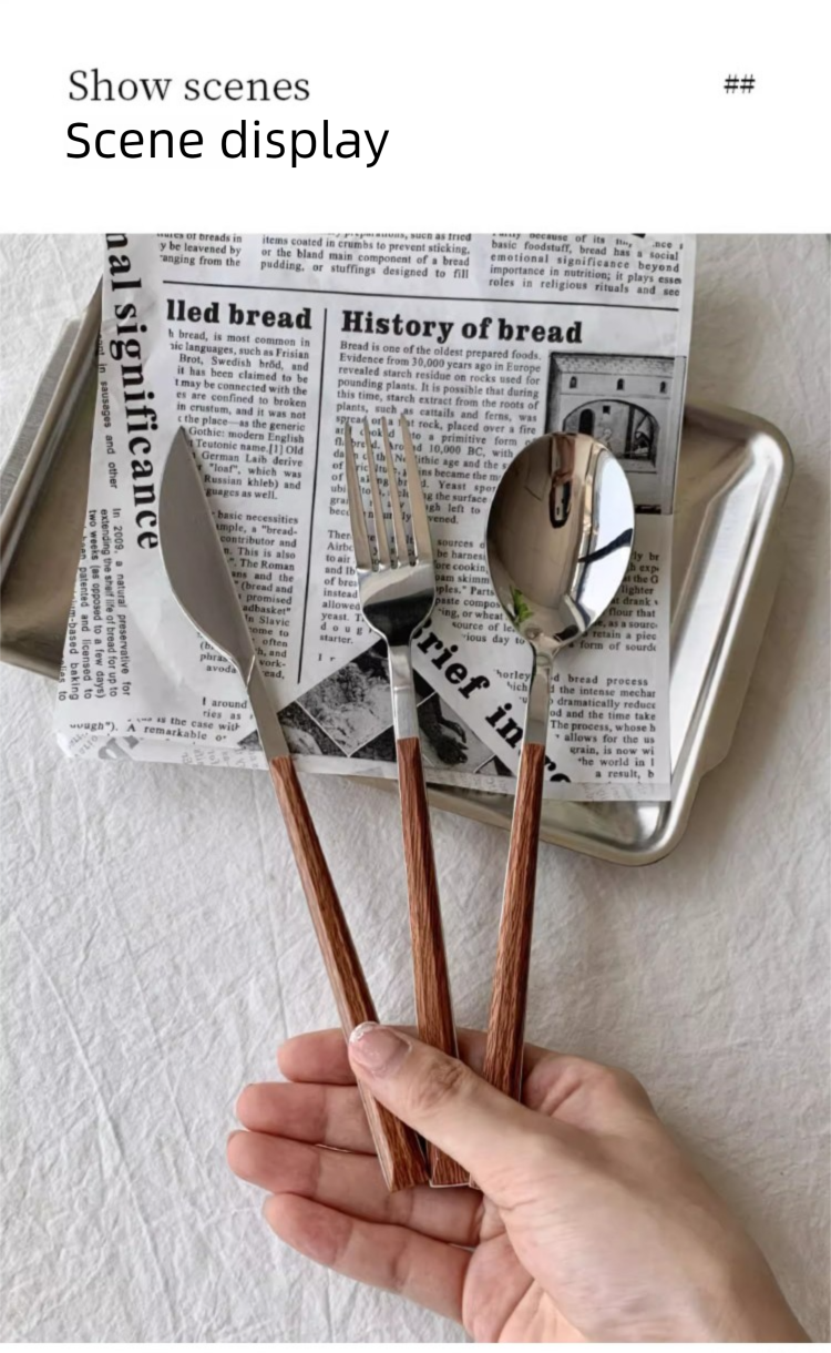 Stainless Steel Western Tableware Ins Style Steak Knife Household Adult Dessert Spoon Fork Three-Piece Set_voghion.com