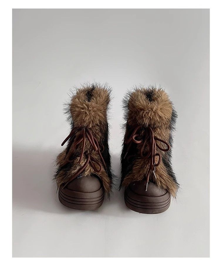 Women's Shoes Snow Boots Comfortable Lightweight Warm Thick Soled Inner Heightening Real Fur Snow Boots_voghion.com