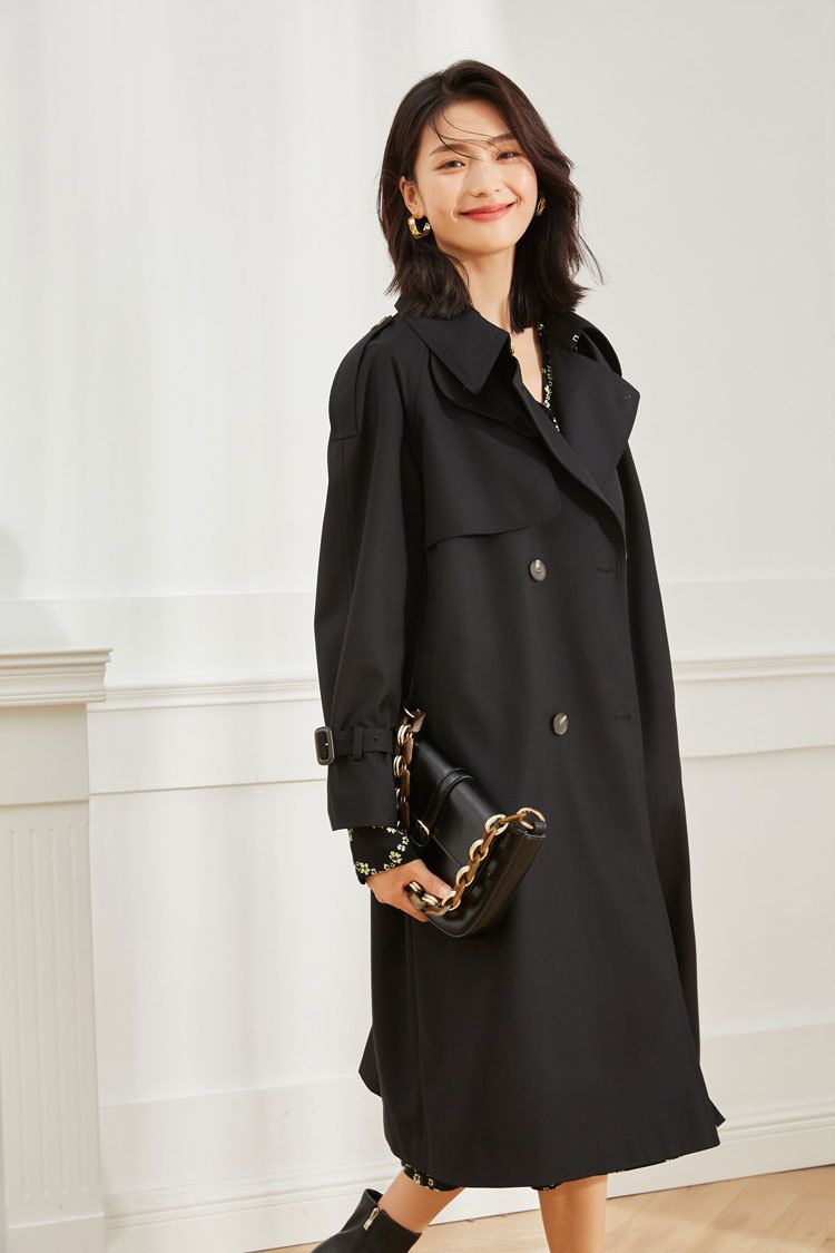 Shenghong 25 Spring New Elegant Chic Classic Commuter Slimming Daily Casual Mid-Length Trench Coat 13301_voghion.com