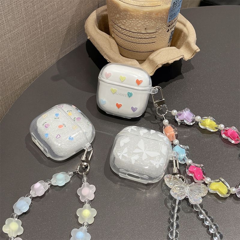 Hjärtmönster Hörlursfodral med armband för HUAWEI FreeBuds 5i SE2 Lenovo HT38 LP40 AirPods Skyddsfodral Hörlurstillbehör Skyddslåda_voghion.com