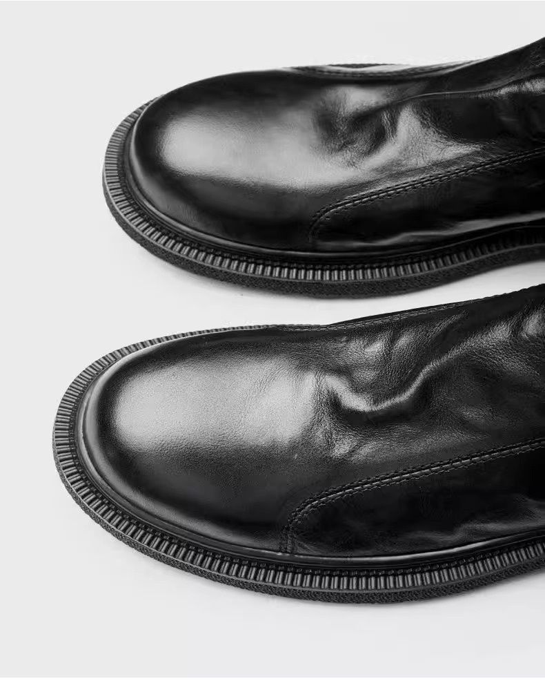 Glide Glide Single Breathable Export Genuine Top Layer Cowhide Wide Foot Casual Men's Youth Business Leather Shoes_voghion.com